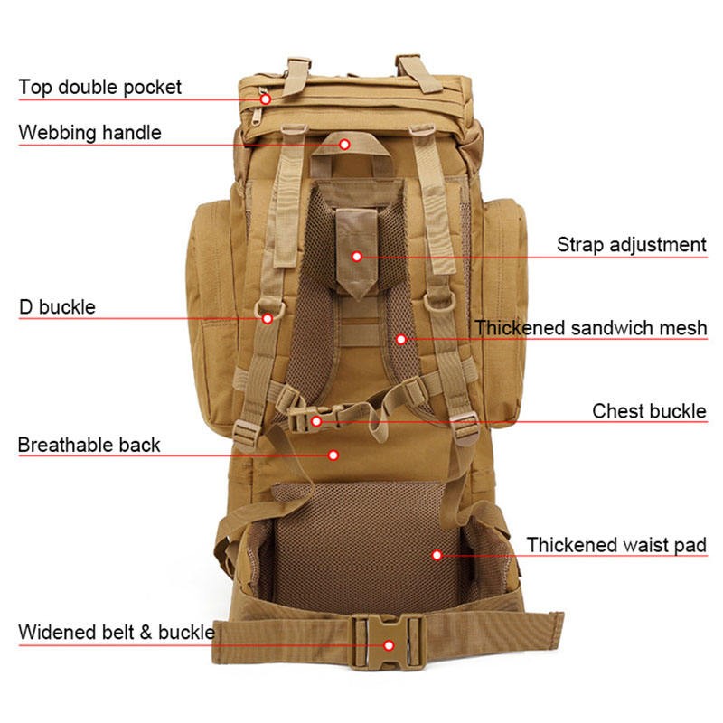 Anhui 367 65l Large Army Backpack Tactical Bag High Quality Waterproof Hiking Trekking Military Backpack With Rain Cover 