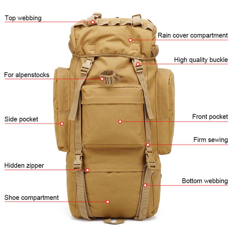 Anhui 367 65l Large Army Backpack Tactical Bag High Quality Waterproof Hiking Trekking Military Backpack With Rain Cover 