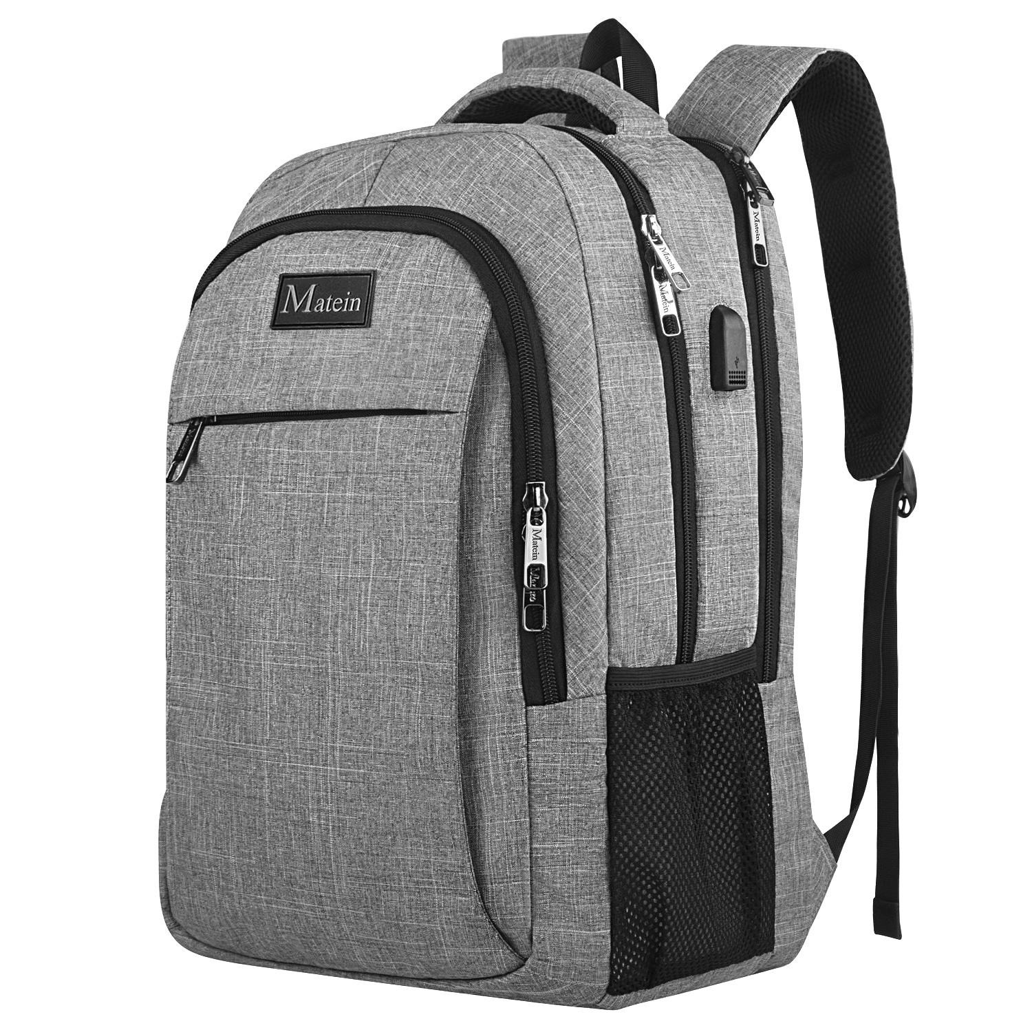 Matein Travel Laptop Backpack Business Notebook Bag With USB Charging Port Custom Waterproof Laptop Backpacks For Women Men