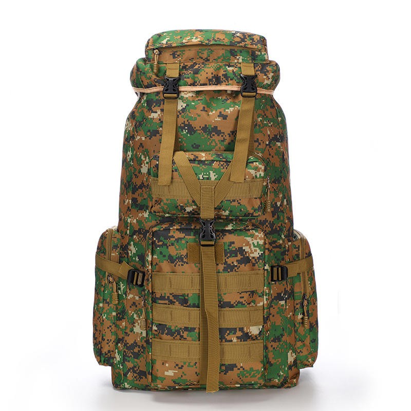 Large Capacity Oxford Cloth Steel Frame 75 L Outdoor Hiking Backpack Mens Sports Camo Tactical Travel Backpack 