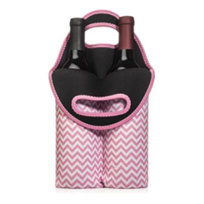 Custom Party Barbecues Camping Neoprene Hand Held 2 Bottles Neoprene Wine Tote Carrier Bag 