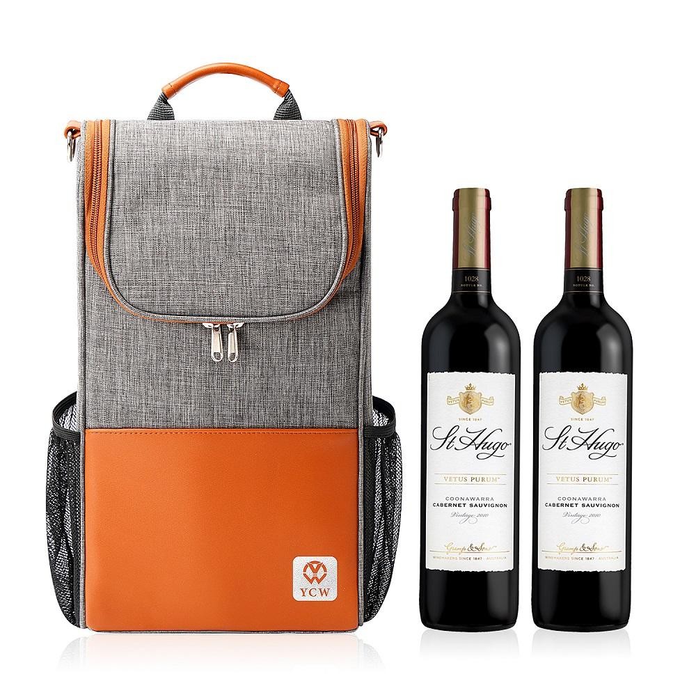 Portable 2 Bottle Wine Carrier Tote Bag Wine Cooler Bag 